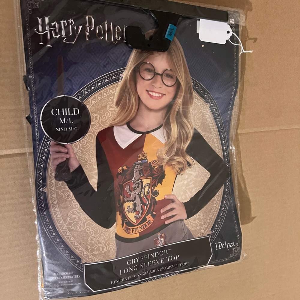 Harry Potter Gryffindor Kids Long Sleeve Costume Top - Red, Gold, Black M/L New